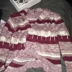Red and White Winter Cardigan